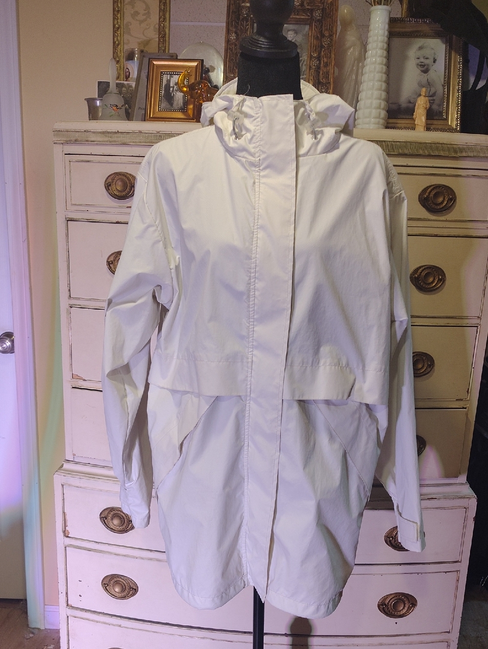 Lands' End White Hooded Trench Parka